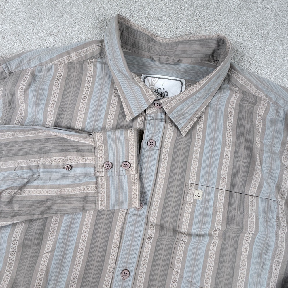 Prana Button Down Shirt Mens XL Brown Striped Long Sleeve Outdoor